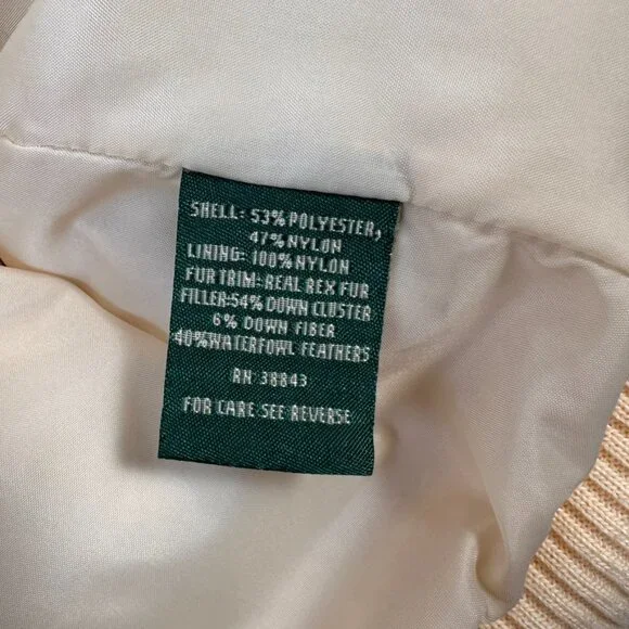 Larry Levine Cream Down Puffer Jacket  |  Size M - Picture 13 of 13